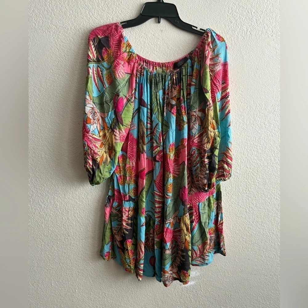 Rachel Roy Multi Print Swim Beach Cover Up Multi Color Overhead Dress M